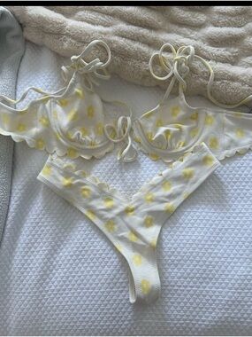 For love & lemons women's Yellow Floral Scalloped Bikini Set
